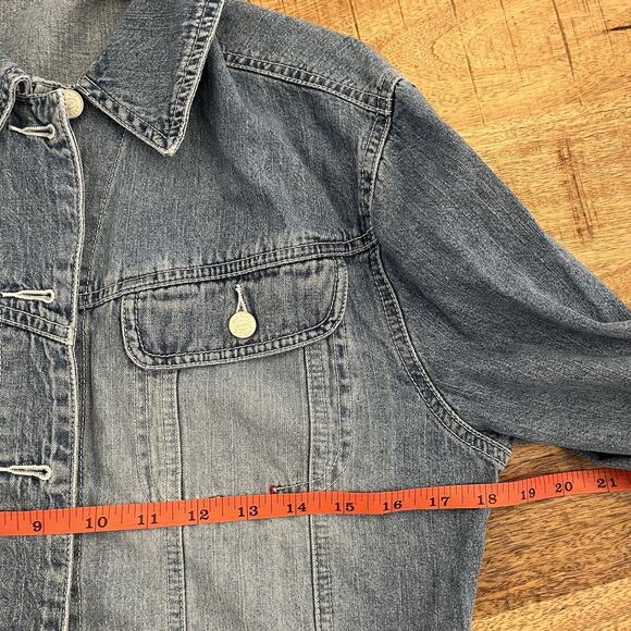 Vintage Old Navy Denim Jacket Womens Medium 90s Grunge Cropped Button Casual - Picture 9 of 10
